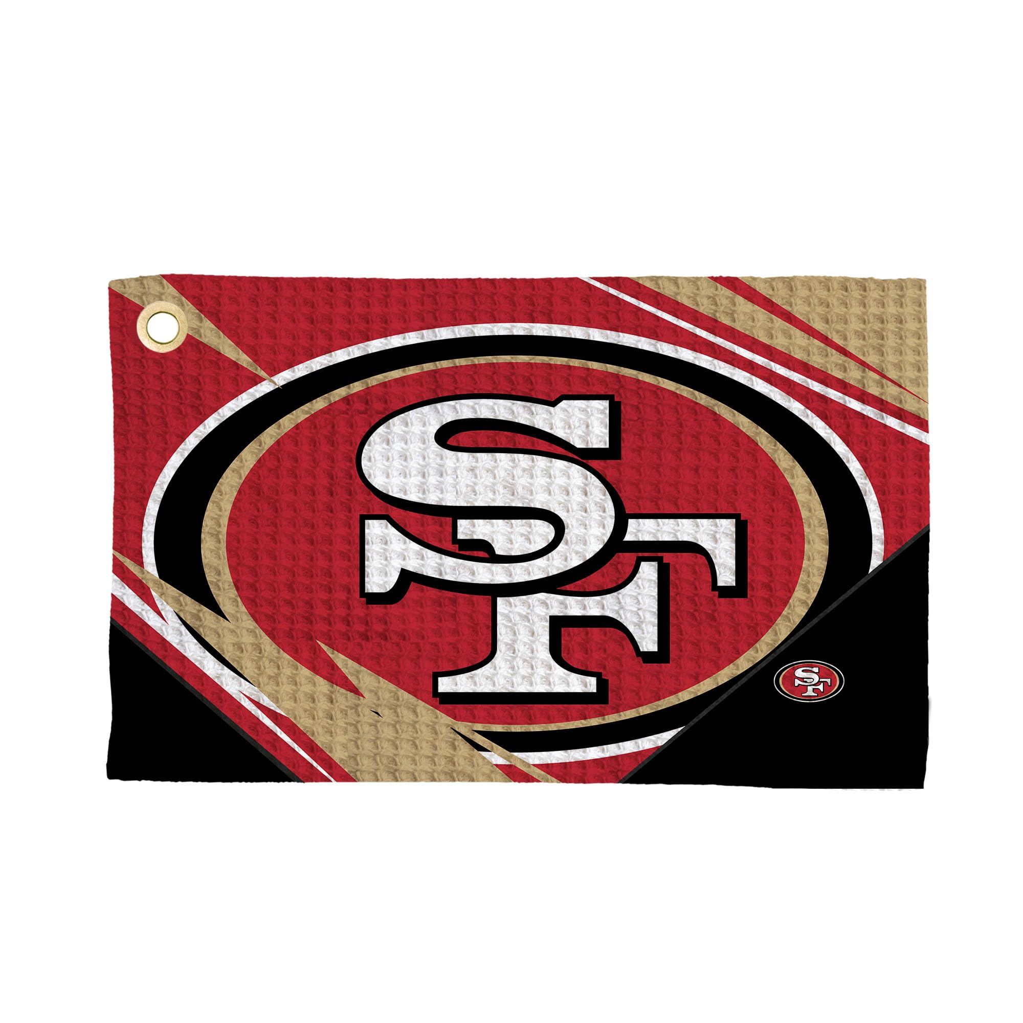 Northwest The Company Official NFL Microfiber Waffle Fabric Fan Golf Towel with Grommet, 16" x 25", Shred, Team Colors (San Francisco 49ers)