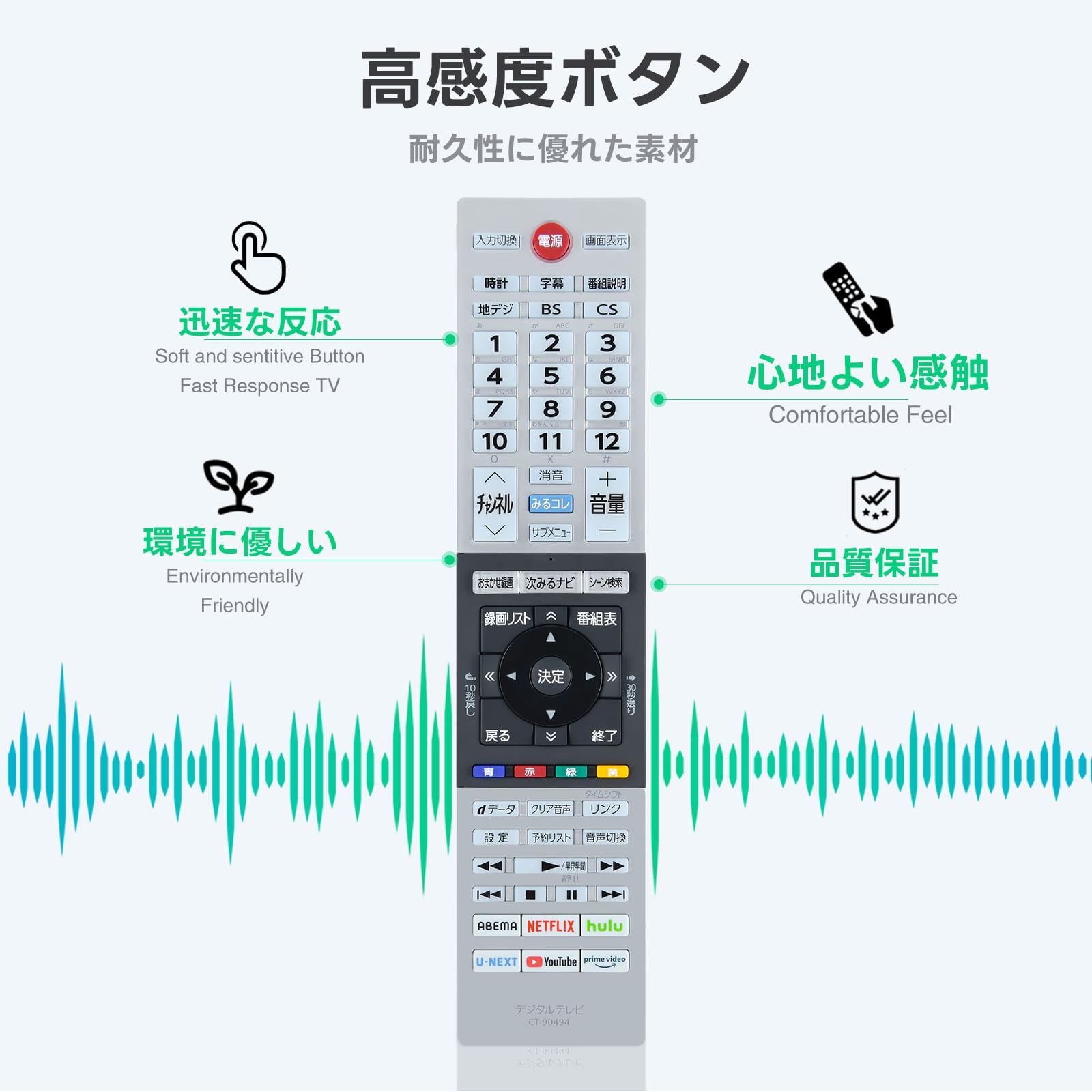 Amazon.co.jp: テレビリモコン CT-90494 for TOSHIBA 東芝リモコン