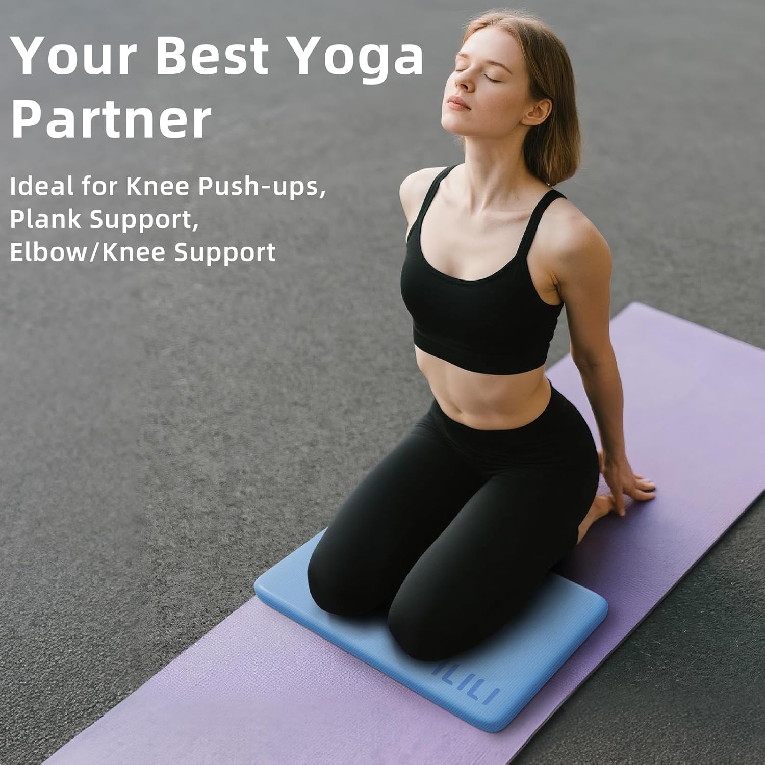 ILILI Yoga Knee Pad Foldable, TPE Soft Pad 24*17*0.5inch (Folding Size 17*12*1inch) for Knee Push-ups, Plank Support＆Elbow/Knee Support, Portable and Lightweight for Yoga Pilates, Fitness Exercise, Outdoor - Image 2