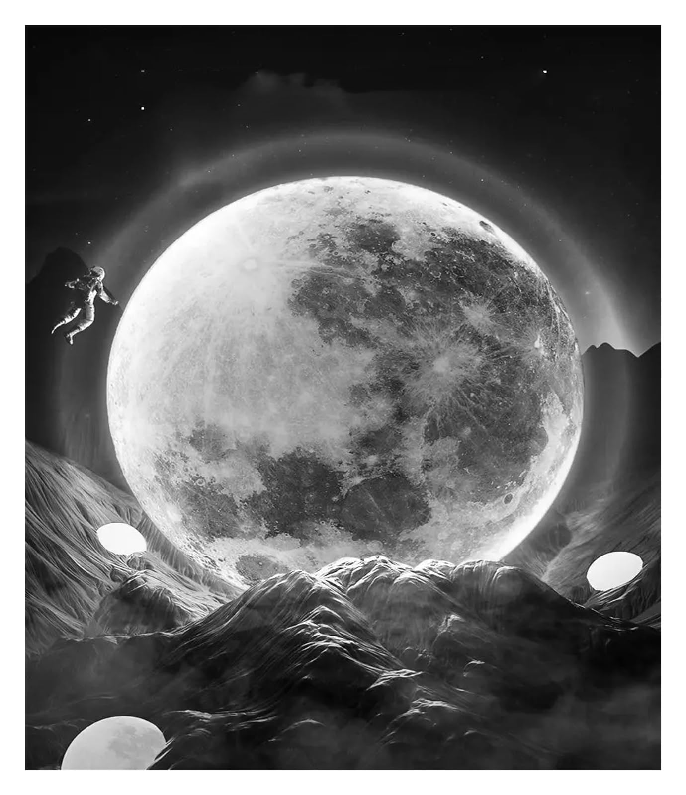 Generico Applique da parete Moon Corridoio corridoio murale Tavolo luminoso a LED Camera da letto Soggiorno Decorazione del bagno Specchio Applique da parete ad anello magico