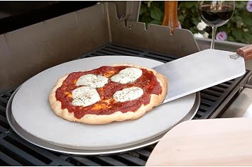 FibraMent Premium 17 Round Pizza Stone with Flame Diverter Large Baking Stone for Big Green Egg L, Kamado Joe Classic & Weber Kettles 1000F Heat Resistant for Crispy Pizza & Even Baking