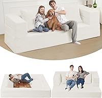 Cansunna 3-in-1 Futon Sofa Bed with Pillows, Faux Fur Convertible Floor Couch, Removable Washable Cover, No Assembly Sleeper for Small Spaces (73")