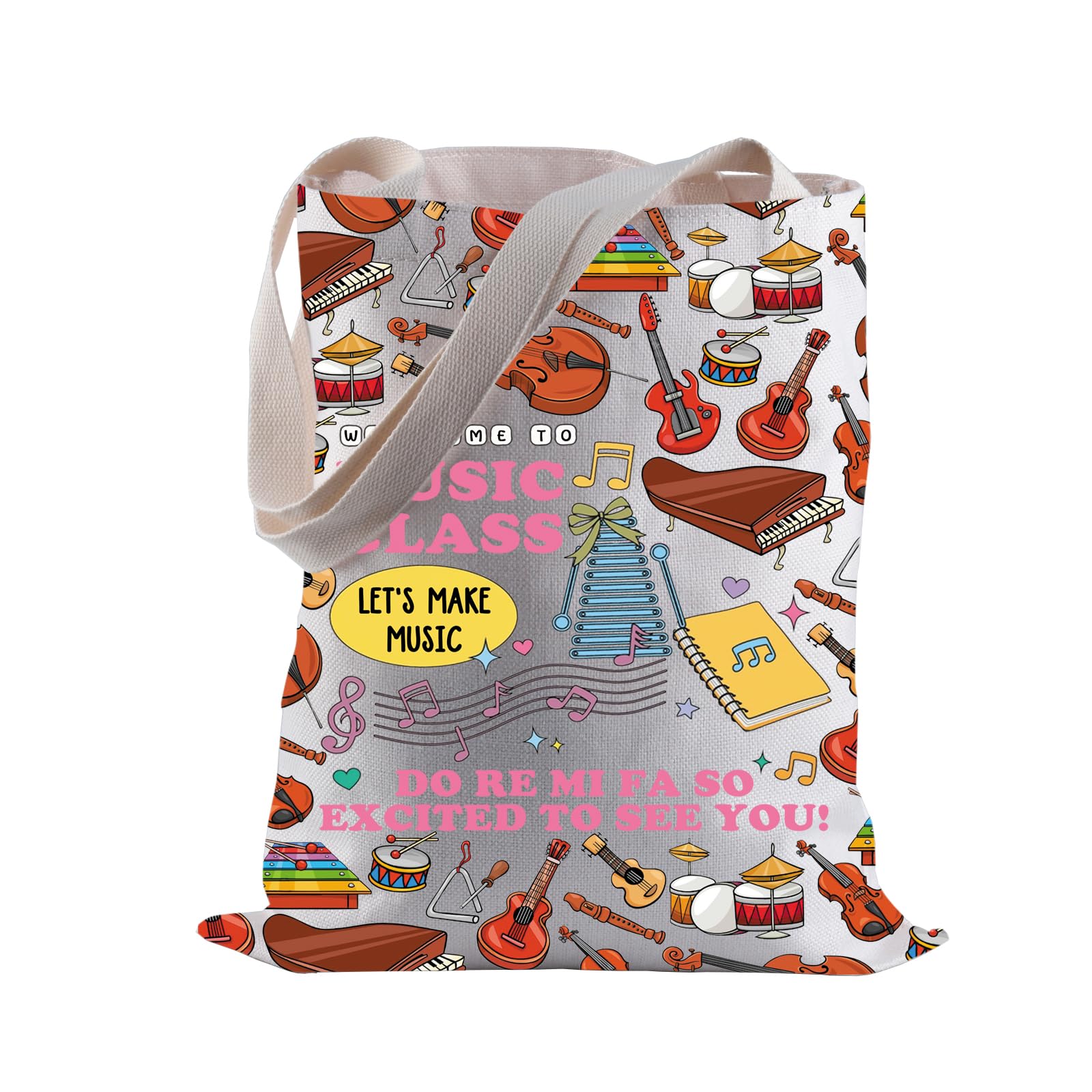 Music Teacher Tote Bag Welcome to Music Class Shopping Bag Back to School Gift for Music Lovers (MUSIC CLASS)