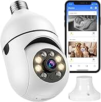 Câmera Lâmpada de Segurança Wifi 360° Full HD 1080P, Bivolt, Câmera IP E27 Panorâmica com Visão Noturna Colorida, Áudio Bidirecional, Giratória, Detecção de Movimento e Alarme no Celular (Branco)