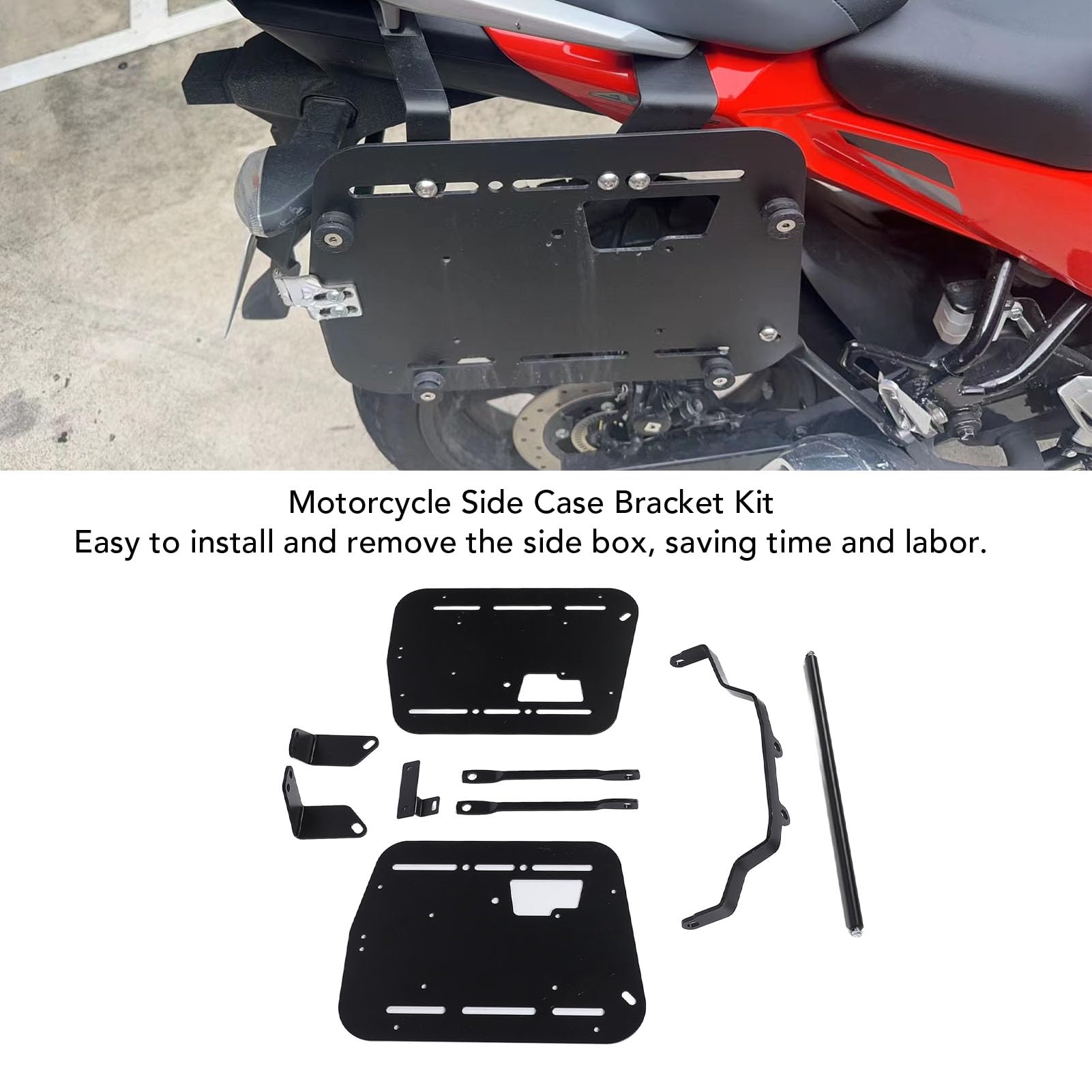 Zestaw Wsporników Montażowych Kufra Bocznego Motocykla, Twarda Torba Podsiodłowa ze Stopu Aluminium 18L-38L Skrzynia Bagażowa Bagażnik Boczny Zestaw Wsporników Montażowych Kufra