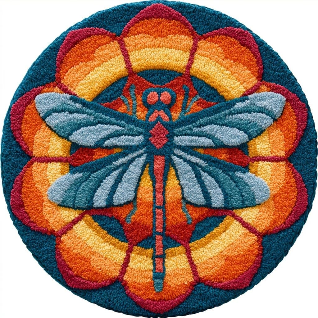 AMBATTERY Rug Making Kit for Adults,Latch Hook Rug Kit,Animal Dragonfly