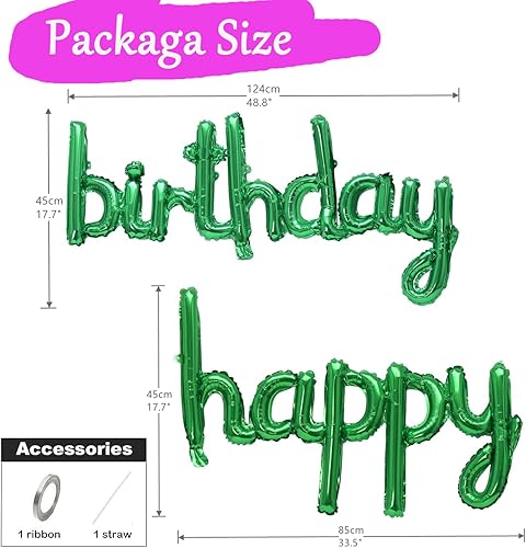 Miniatura 2 de Globos de Feliz Cumpleaños Cartel Reutilizable Mylar Letras Globos para Decoración de Fiesta de Cumpleaños Suministros (Verde)