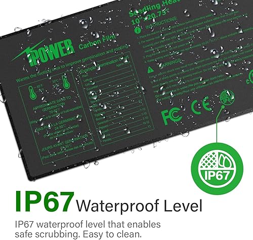 Miniatura 121 de iPower Alfombrilla térmica duradera de 10 x 20 pulgadas con certificación ETL, cálida almohadilla de calentamiento hidropónico para germinación