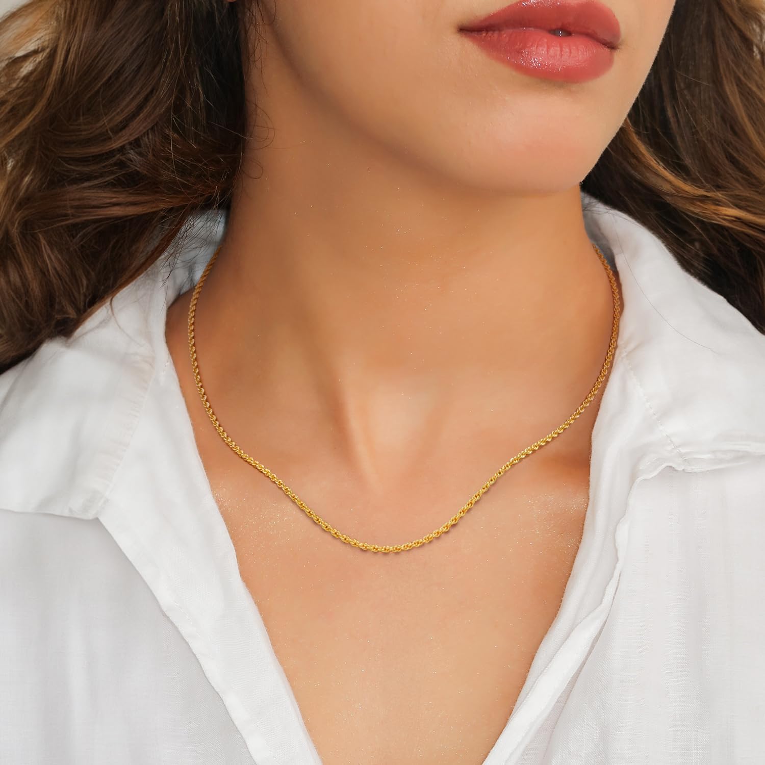 Necklaces 14k Gold Necklace for Women & Men 1.5mm Rope Chain for Women Dainty Gold Chain for Men Non-Tarnish Necklace Unisex Sizes 16-26 Inches