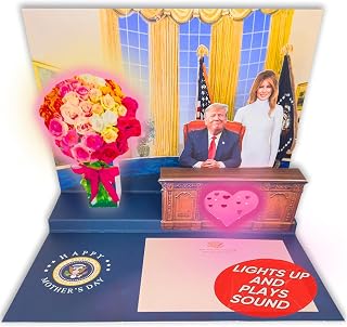 OUR FRIENDLY FOREST Donald Pop Up Mother's Day Card with Light and Sound - Presidential Message to Mom with Trump's Real Voice, Funny Trump Gifts for the Best Mom, Greeting Card