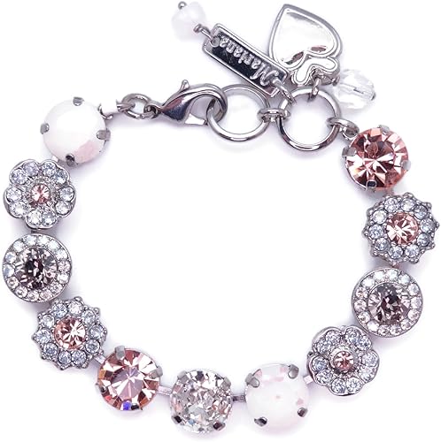 Mariana Bailando en la luz de la luna Pulsera Silvertone Champange Moonlight White Crystal Mosaic 1160, cristal