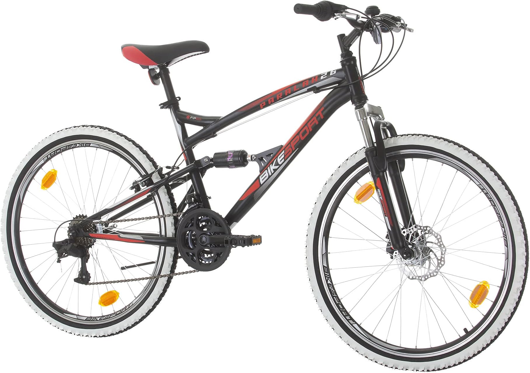 Bikesport PARALLAX Dual Suspension Steel Bike 26 inch wheels Front disc brake Shimano 18 gears