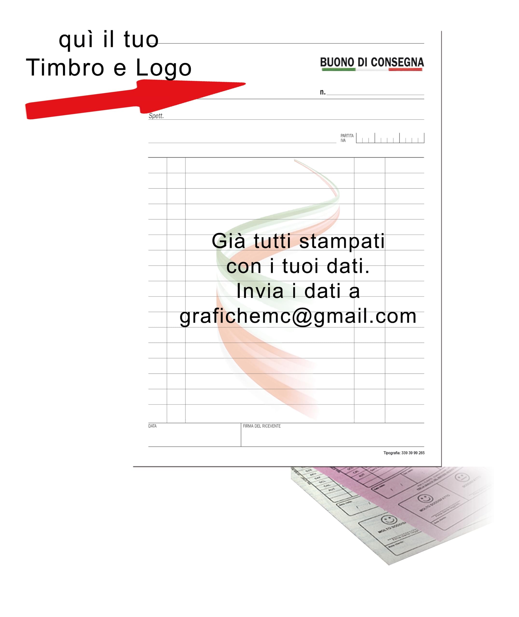 Fascicoli Buoni di Consegna Personalizzati a 2 copie autoricalcanti, A5 (15x21 cm), 500 sztuk