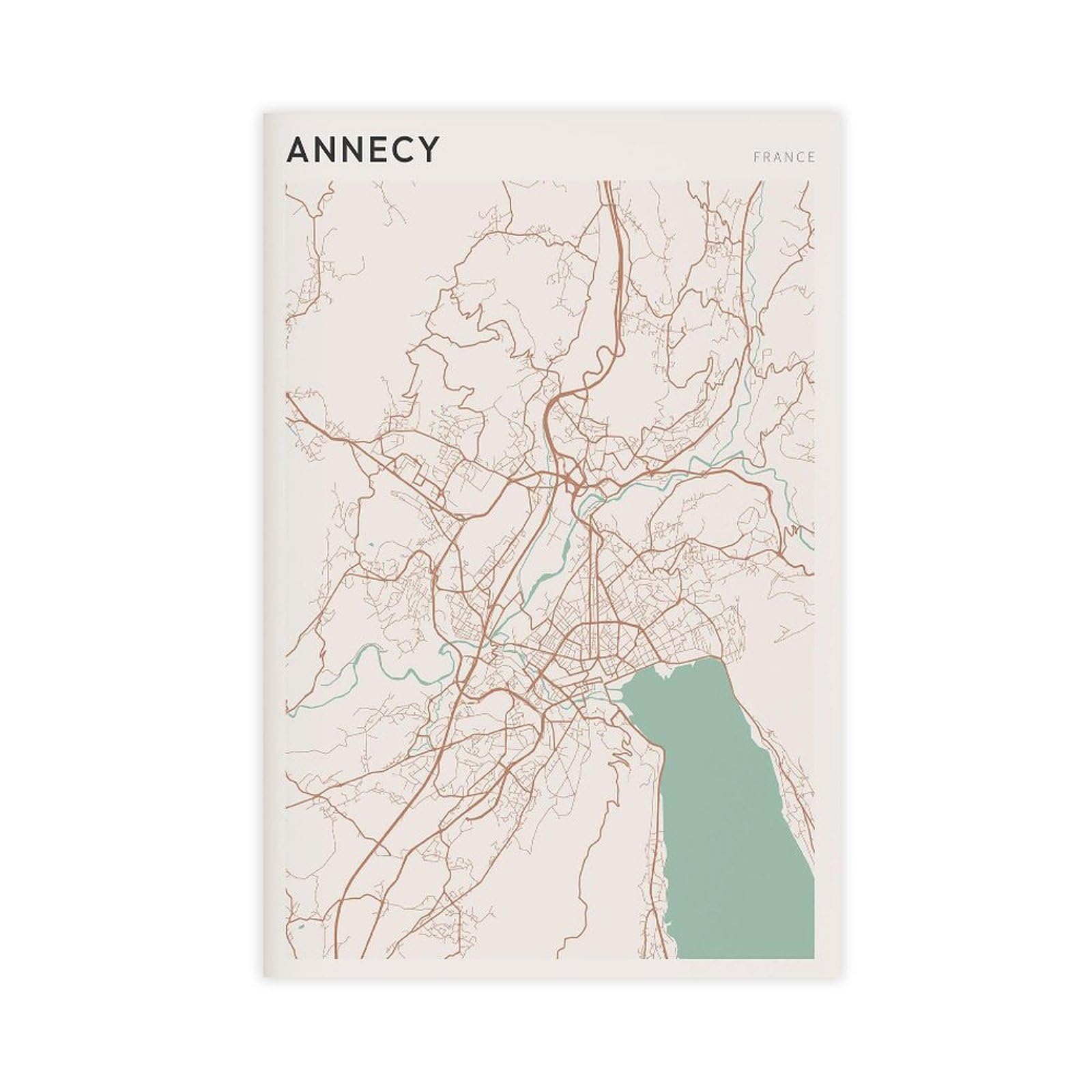 HEYANM Annecy Map Poster Annecy Print Poster Wall Art France Travel Gift Scandi Canvas Poster Wall Art Paintings for Living Room Bedroom Decoration Unframe 20x30inch