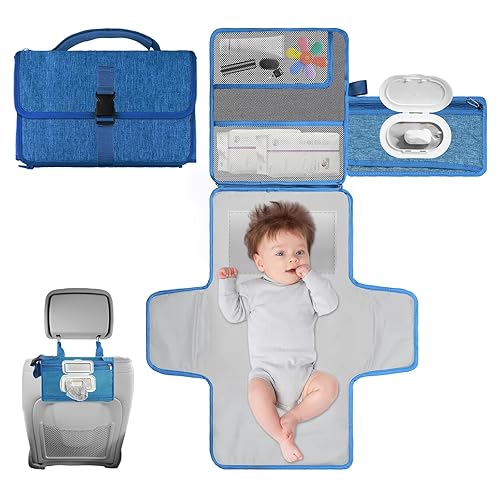 Cambiador de pañales portátil, cambiador de pañales desmontable con bolsillo para toallitas para bebé, cambiador impermeable y lavable para regalos