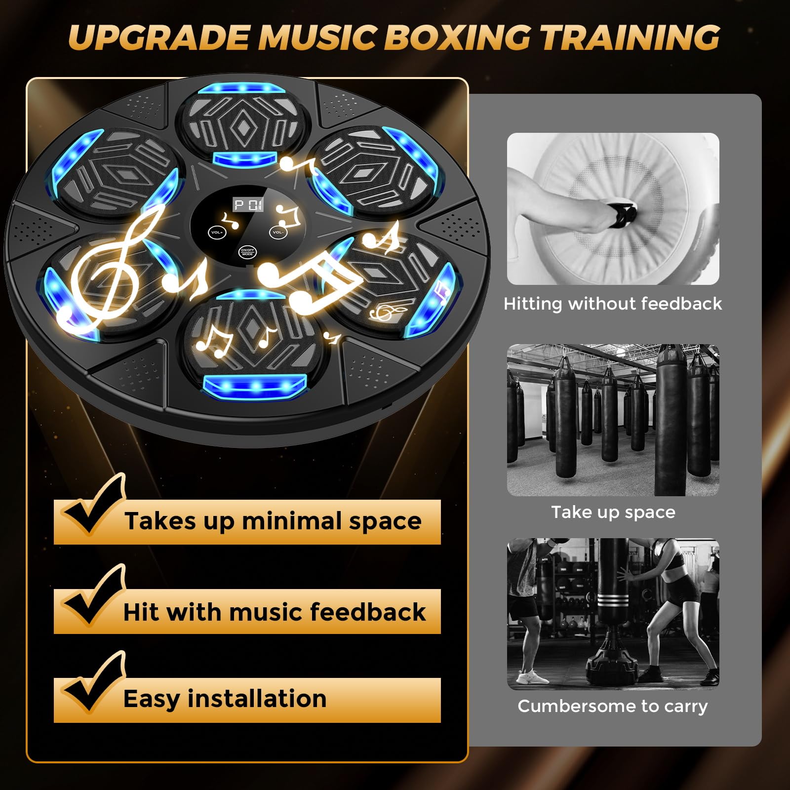 Máquina de boxeo musical 2026 para adultos y niños, equipo inteligente de entrenamiento de boxeo Bluetooth con guantes montados en la pared, máquina de perforación de entrenamiento para el hogar, la