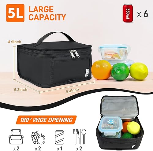 Miniatura 2 de NOL Natural Organic Lifestyle Small Lunch Bag Mini Lunch Box Insulated Lunch Bag for Men/Women Leakproof Cooler Tote Bag Lightweight Nylon