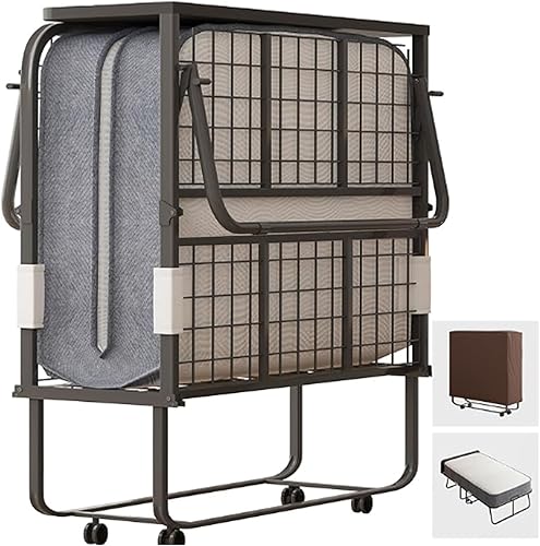 CECER Cama plegable de tamaño matrimonial con colchón de espuma de 5 pulgadas, cama plegable de 75 x 46 pulgadas, cama de invitados que ahorra
