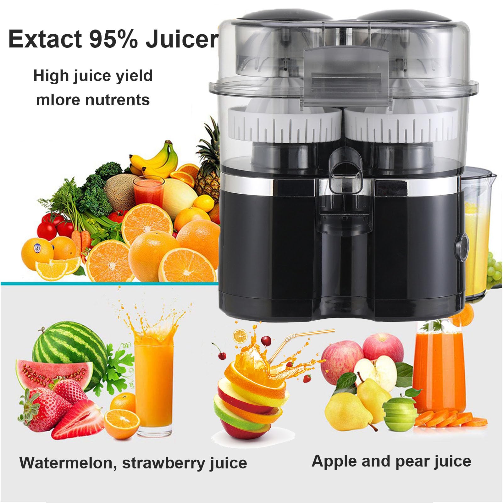 Exprimidor eléctrico de cítricos – Exprimidor automático One Touch de 400 ml para naranja, limón, pomelo con cortador integrado, mezclador ideal para el hogar