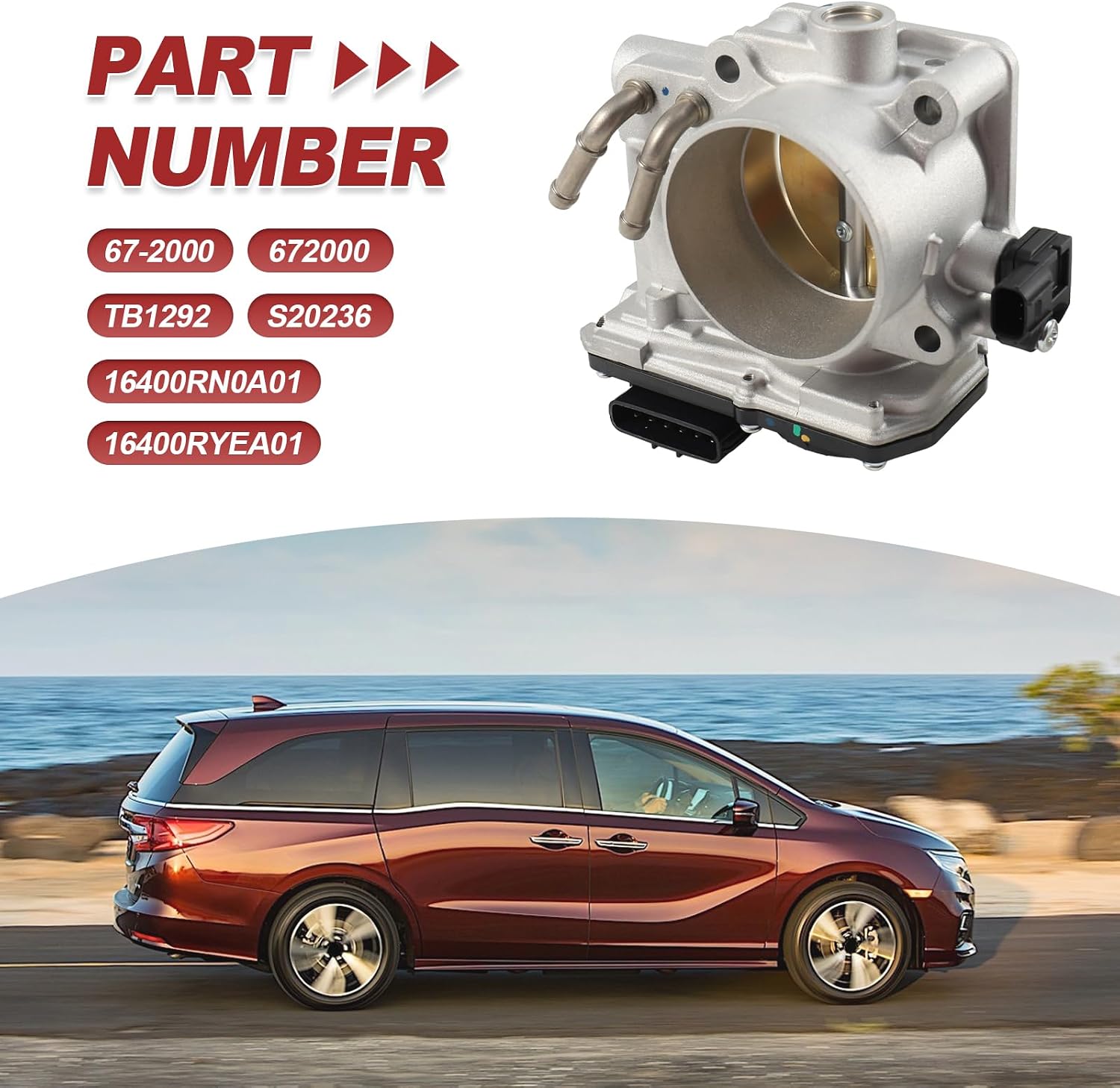 Electronic Throttle Body Assembly for Honda Accord 2008-2012, Odyssey 2007-2017, Pilot 2009-2015, Ridgeline 2009-2014, Accord Crosstour 2010-2012 & Acura MDX, RDX, TL, TSX