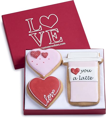 Valentines Day Cookies Gift Basket, Hand Decorated Vanilla Sugar Cookie Greeting Card, Unique Love Elegant gourmet Food Gift Box, For Him, Her, Boy, Girl, Friend,Spouse, Wife, 3 Count Valentines Day Cookies Gift Basket, Hand Decorated Vanilla Sugar Cookie Greeting Card, Unique Love Elegant gourmet Food Gift Box, For Him, Her, Boy, Girl, Friend,Spouse, Wife, 3 Count