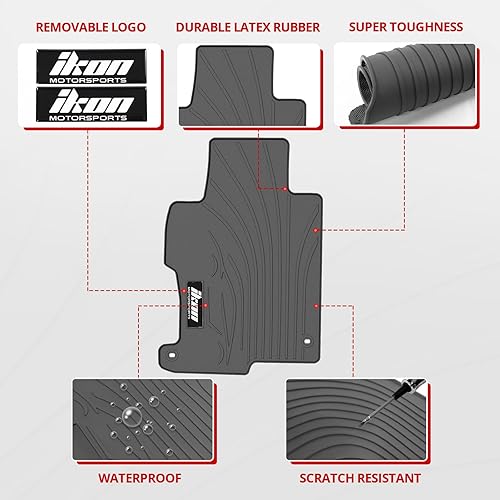 Miniatura 4 de IKON MOTORSPORTS, Alfombrillas de ajuste personalizado compatibles con Honda Accord Sedan 2013-2017 de 4 puertas, goma de látex grisgris, resistente