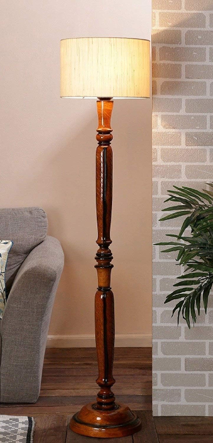 BEVERLY STUDIO Wood Floor Lamp - Beige, Brown