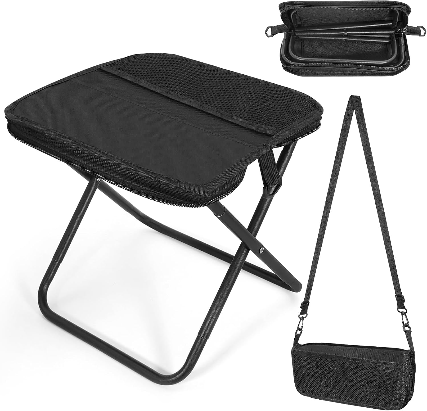 Portable Folding Camp Stool for Adults – Lightweight Mini Chair with Carry Strap