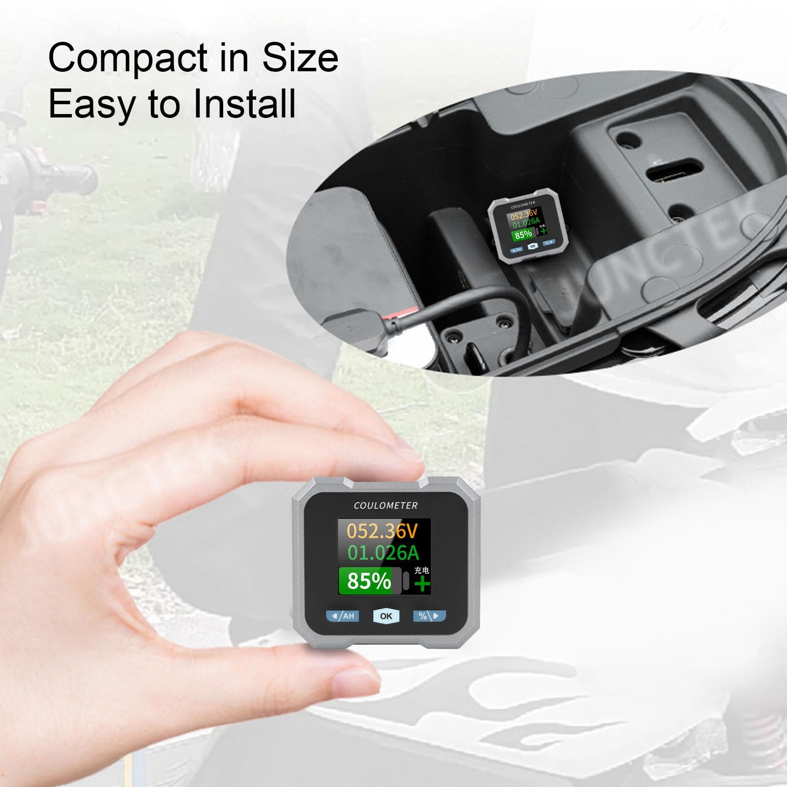 Monitor de Batería Inteligente Impermeable de Alta Precisión con BT para Barcos de Motocicleta RV 10-100V 50A