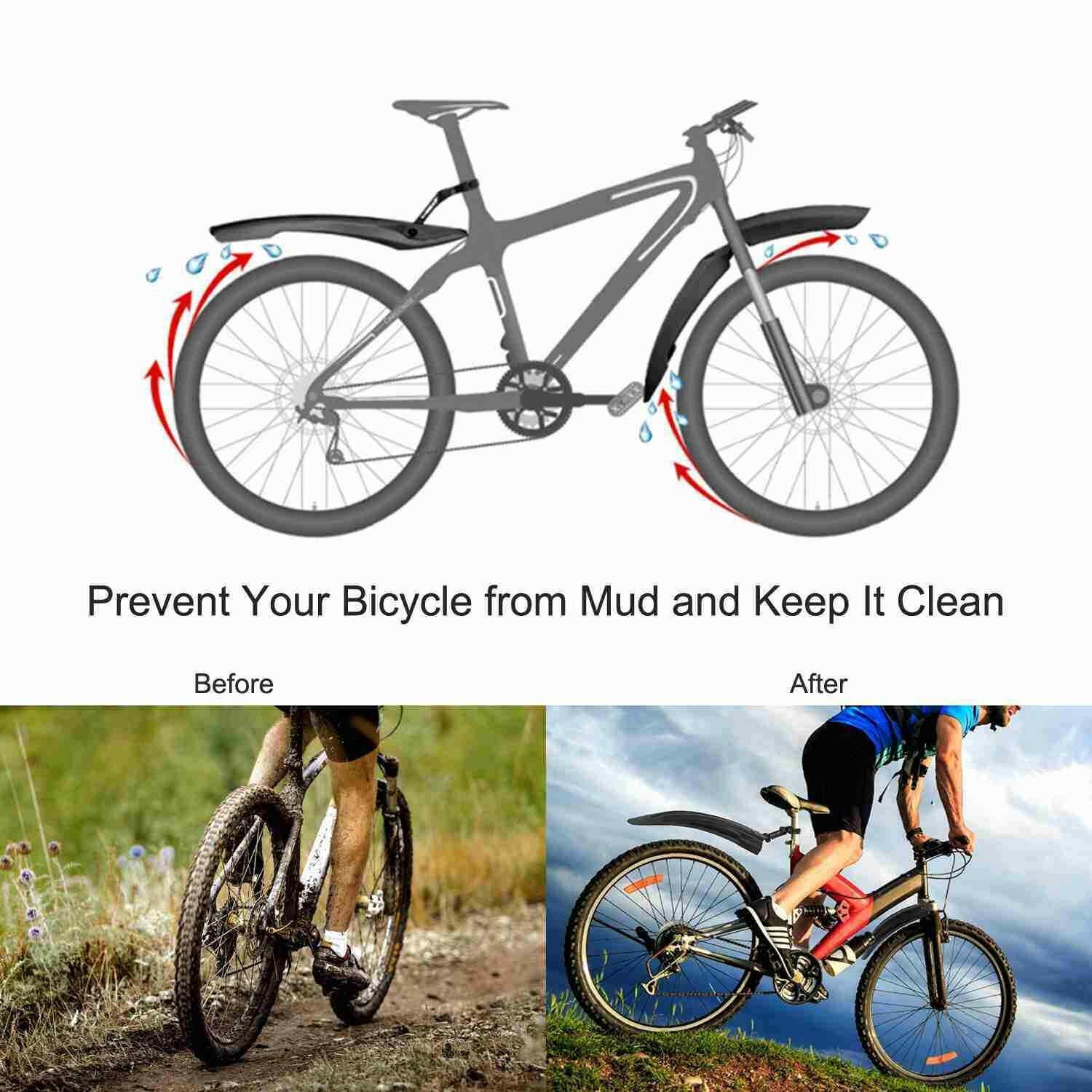 Garde-Boue de vélo, Garde-Boue de vélo électrique, 2 pièces, Garde-Boue Avant et arrière pour vélo de Route et VTT (Orange)