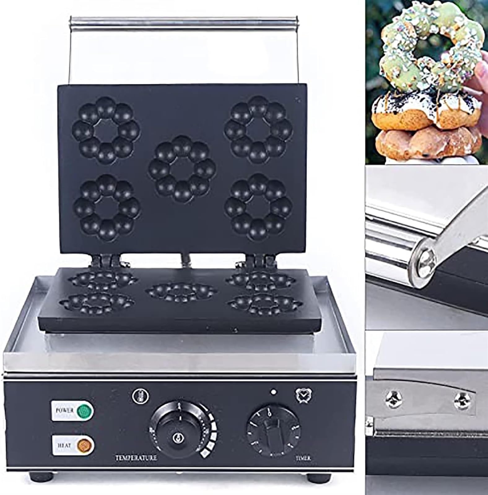 Macchina per Waffle Antiaderente, Fiore di Prugna, 5 Fori, Doppia Faccia, 1500 W, Piastra elettrica per Waffle, Ideale per preparare Colazione, Pranzo e spuntini.,