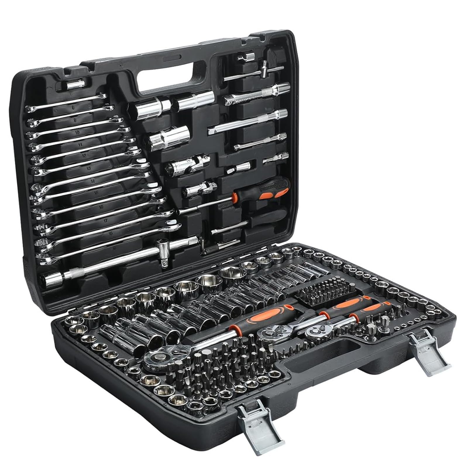 Pamatio 1/4" 1/2" 3/8" Drive Socket Set with Bits 216 Piece, Quick Release Ratchet Wrench Spanner Set - CR-V - Socket Set and Tool Set for Household DIY, Car Repair โ image 1