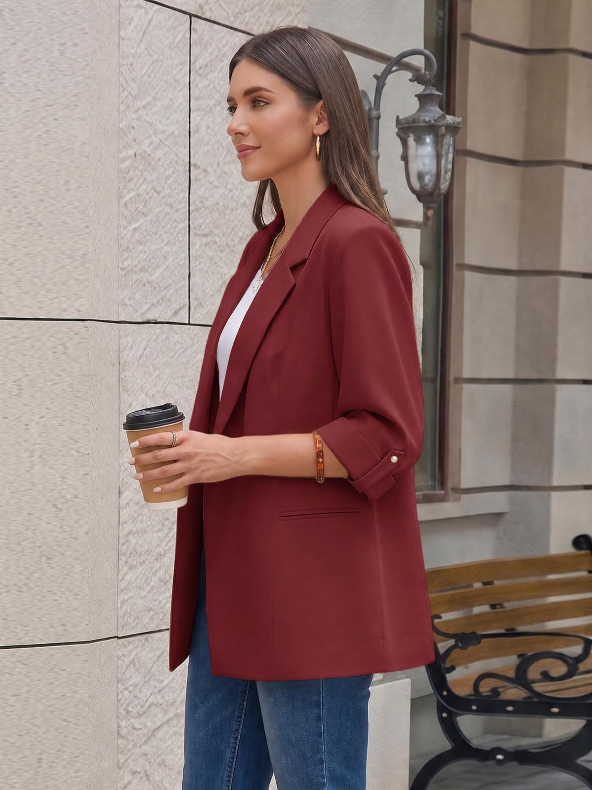 Cicy Bell Damen 3/4 Arm Blazer Elegant Jacke