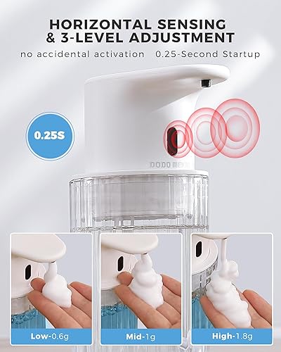 Miniatura 3 de Dispensador automático de jabón espumoso sin contacto, recargable de 10 oz10.1 fl oz, 3 niveles de espuma ajustables, IPX7 impermeable, para cocina