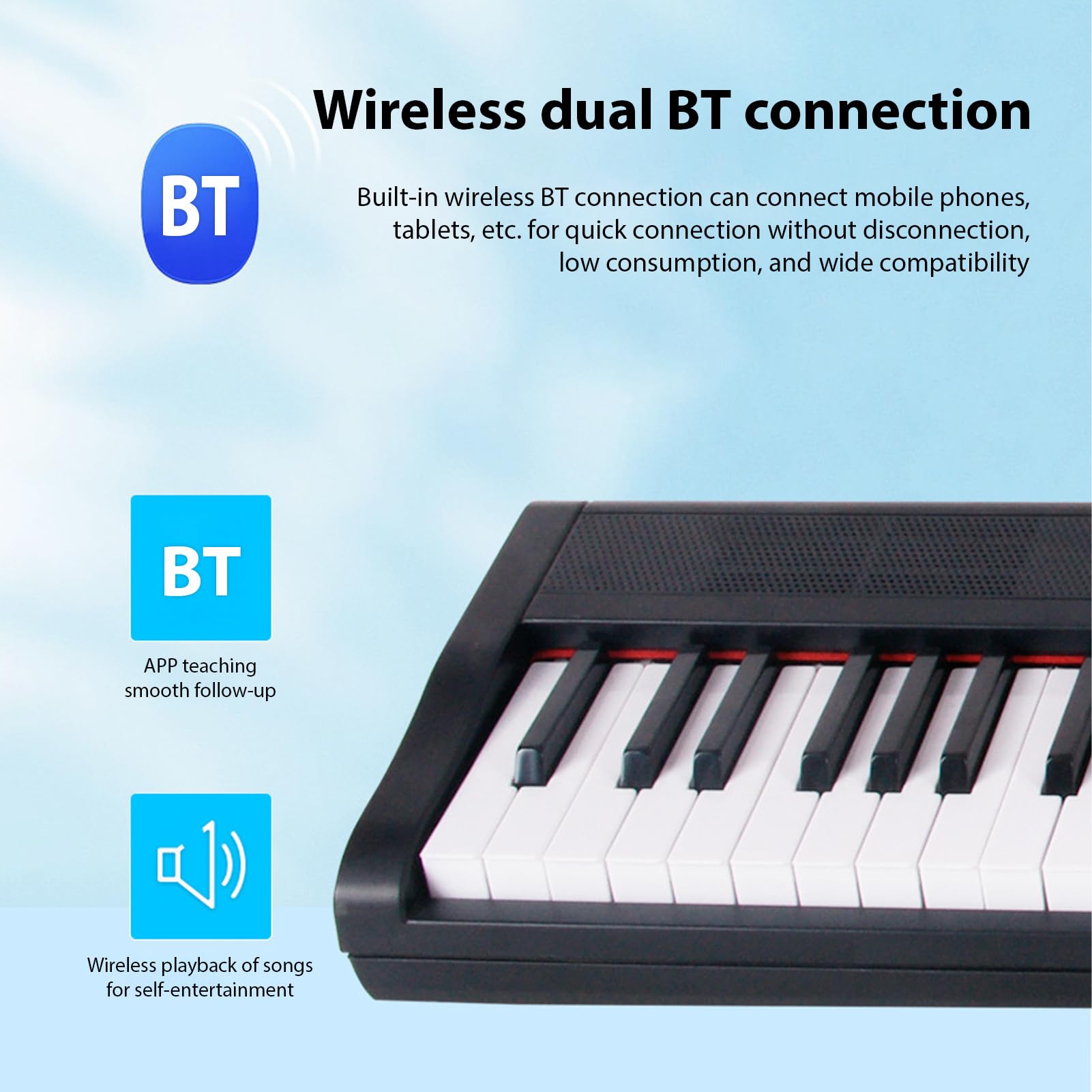 Fafeicy Digitalpiano mit 88 Tasten, Vollwertiger Gewichteter Tastatur, 900 Klangfarben, 700 Rhythmen, 110 Demo-Songs, Bluetooth-MIDI-Unterstützung für Anfänger und Profis (EU-Stecker)