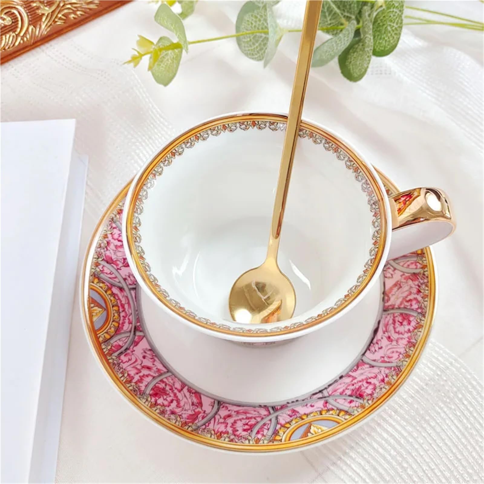 Geschirrset, Teller, Kaffeetassen Und Untertassen, Keramik-Essgeschirr-Set Für Zuhause Und Gastronomie, Weiß