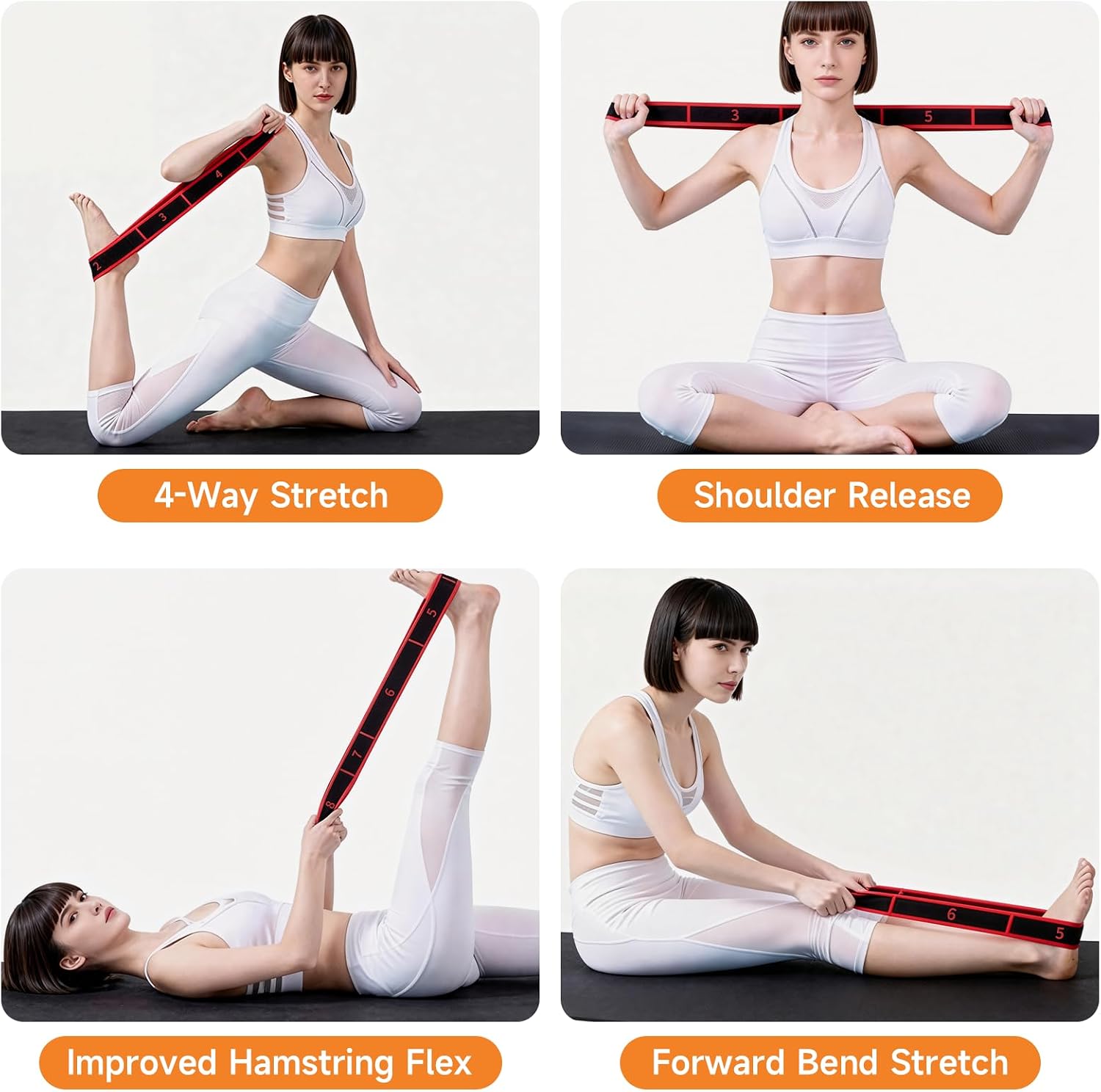 3PCS Numbered Stretch Resistance Band, 8.10.12-Loop Elastic Training Bands for Stretching, Yoga, Multi-Loop Fitness Band for Flexibility & Strength Training