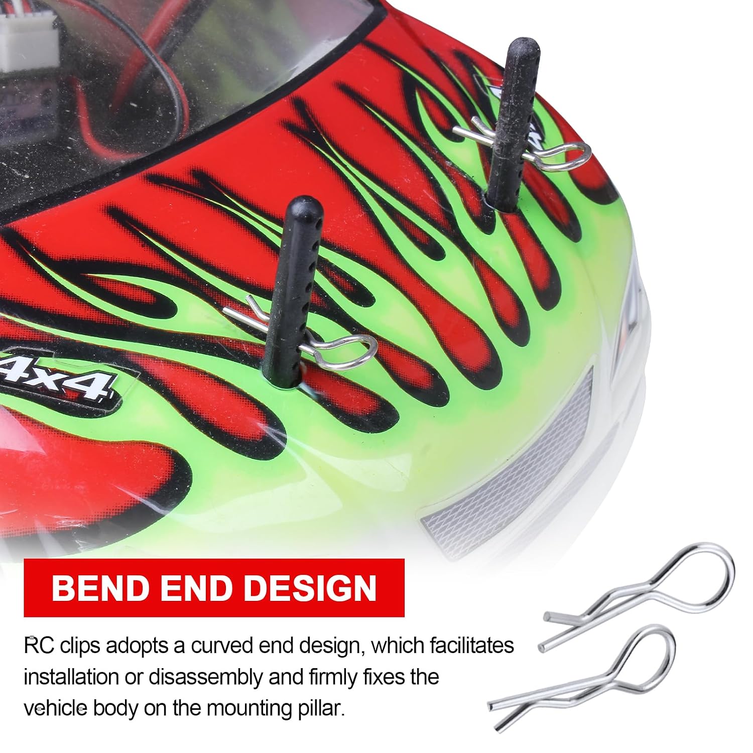 50-Pack HobbyPark Metal 1/12 1/10 Body Clips Bent Springy R Pins Medium Replacement Parts for RC Car Truck Crawler Buggy image 3