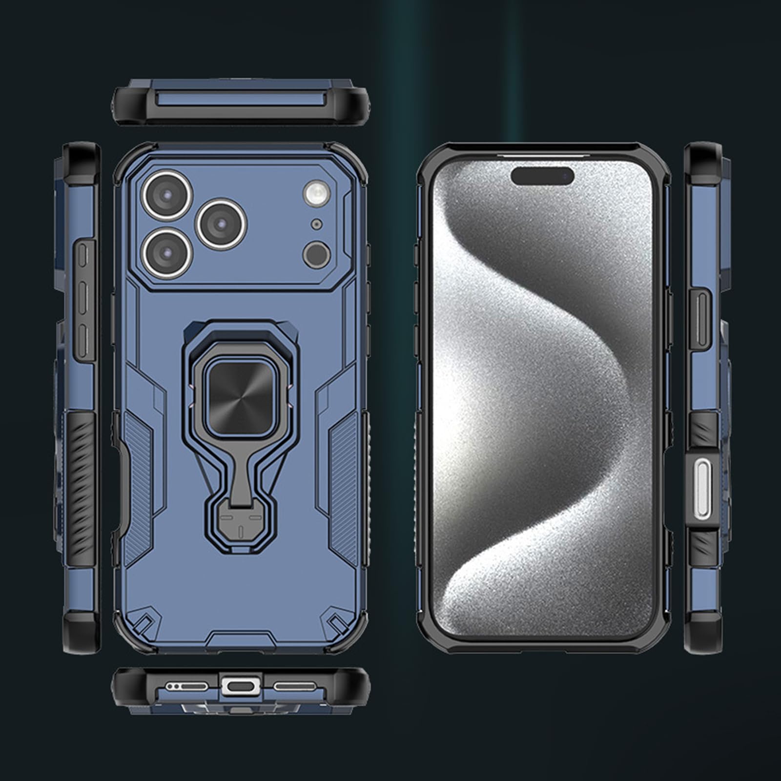 Dünne Hülle für iPhone 17 Pro Max/17 Pro/17 Air/17, Vollständig Kameraschutz rutschfeste Schutzhülle mit Drehbar Ständer Handyhülle,Schwarz,17 Pro