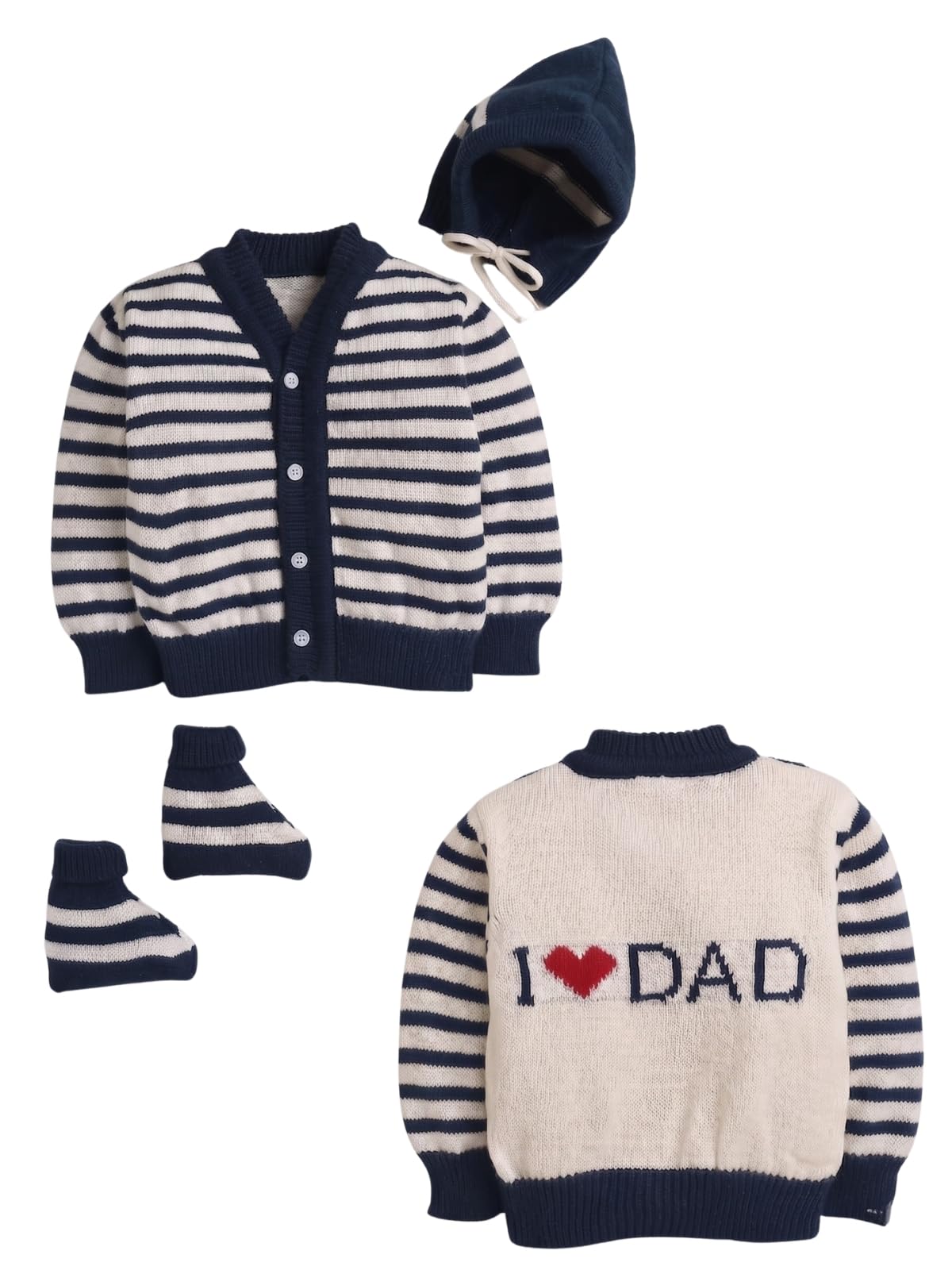 Baby Woolen Cardigan Sweater Set with Blue&Yellow Color for Baby Girl & Boy in 0 to 3, 3 to 6, 6 to 12 months in Pack of 3 with Cap & Pair of Socks-image-8