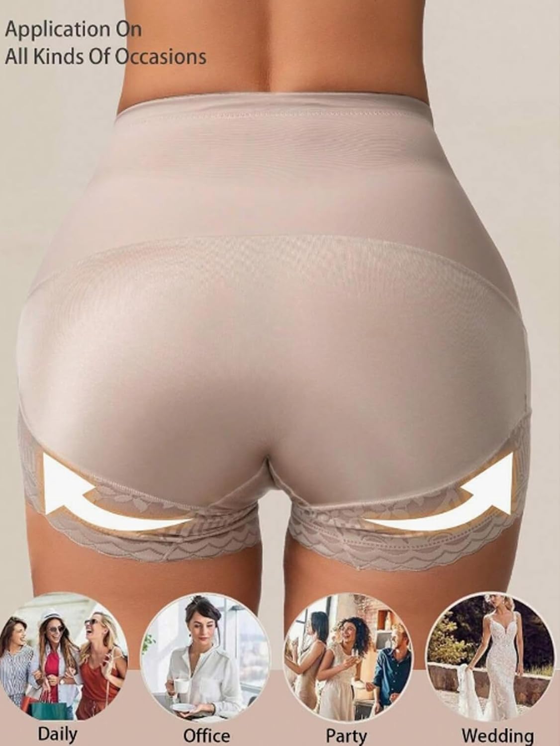 Women's Shapewear Control Panties,Butt Lift Underwear,High-Waisted Butt Lifter Briefs, Slimming Panties with Lace Trim - Image 5