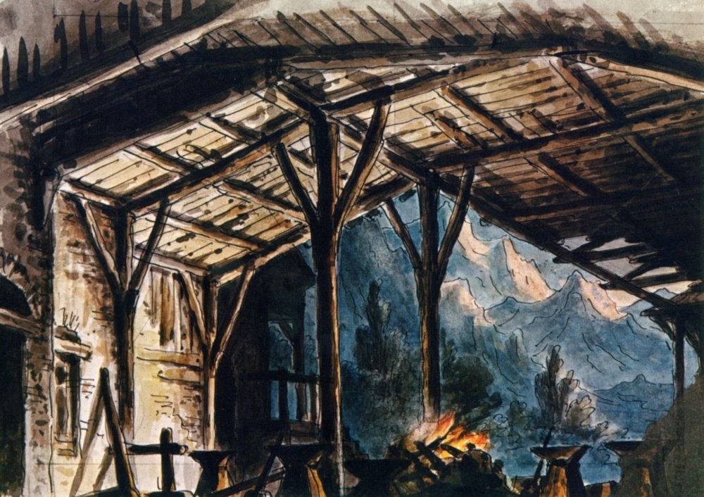 Verdi Il Trovatore Nset Design By Giuseppe And Pietro Bertoja For A Venice Production Of Giuseppe VerdiS Opera Il Trovatore 1853 (Act Ii Scene 1 The Gypsies Camp) Poster Print by (18 x 24)