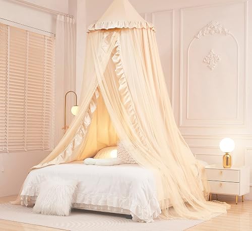 Mengersi Bed Canopy for Girls Kids,Double Canopy Bed Curtains Round
