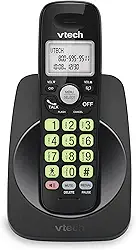 VTech Telefone sem fio DECT 6.0 – tela azul, botões grandes, full duplex, identificador de chamadas, fácil montagem na parede, alcance de 305 m