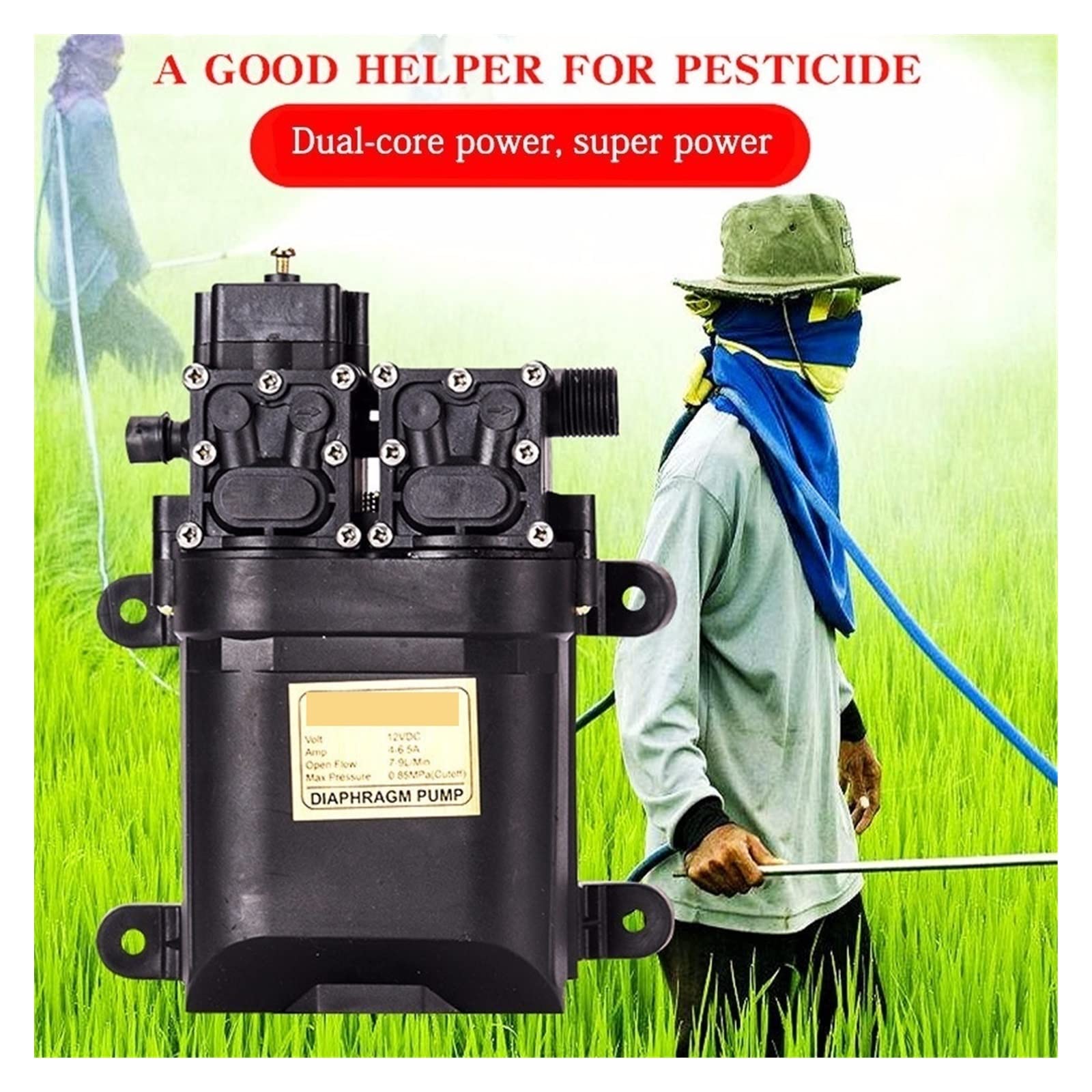 Dc 12v 125psi 9l/min rolnicza elektryczna pompa wodna podwójna pompa zasilająca mikro wysokociśnieniowy membranowy zraszacz wody myjnia samochodowa