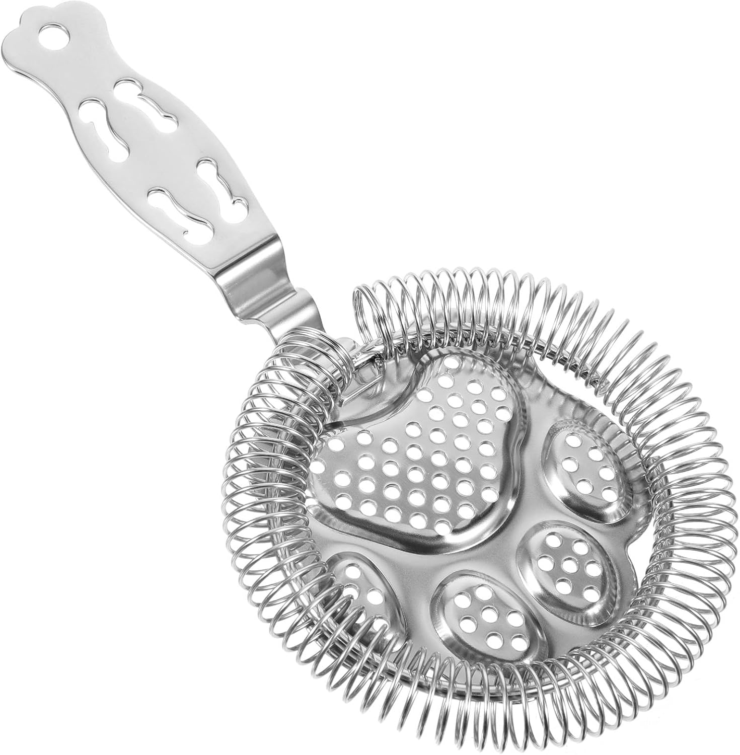 YARNOW Metal Bar Strainer with Fine Mesh Stainless Steel Cocktail Strainer Ice Filter for Bartending Home Bar Use with Handle 1pcs Silver