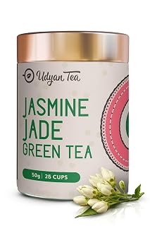 Udyan Tea Jasmine Jade Green Tea - Premium Whole Leaf with Fresh Jasmine Buds | Boost Immunity & for Relaxation | Good for Skin- 50g