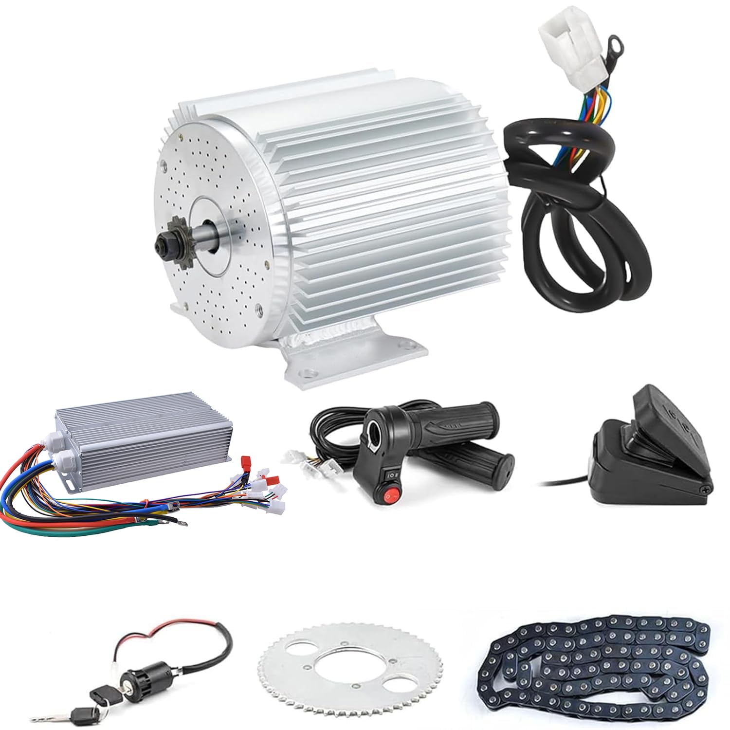 BLDC 72V 3000W Brushless Motor Kit with 50A Controller Throttle Pedal | Kunray 24 Mosfet BLDC ControllerFoot Pedal ThrottleMotor Kit for Electric Scooter Engine Motorcycle DIY Part Conversion product thumbnail 2