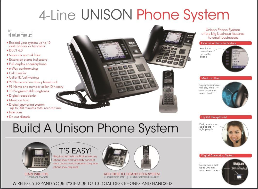 RCA Unison Accessory Desk Station Wireless 4-Line Landline Telephone, Not for Independent Use, Requires Unison U1000 Base Station (U1100) image 3