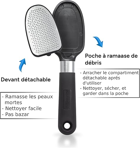 Miniatura 7 de Rikans Lima de pie para pies, raspador de callos removedor de piel muerta, limpiador de pies de doble cara, herramienta de pedicura para el cuidado